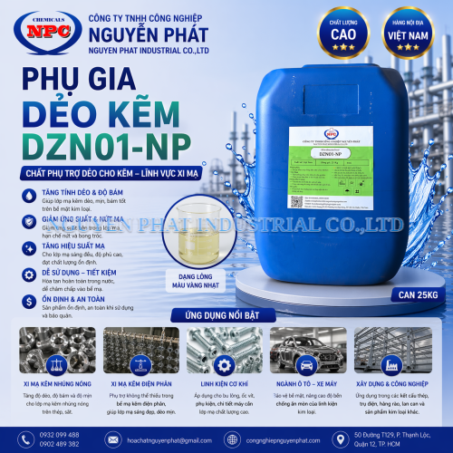 Phụ Gia Dẻo Kẽm DZN01-NP | Phụ gia mạ kẽm chua (Acid)