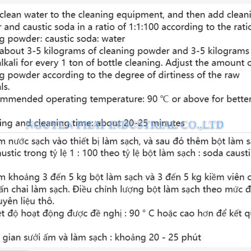 Cleaning Powder PET | Hóa Chất Làm Sạch Nhựa Tái Chế | Bột tẩy nhựa