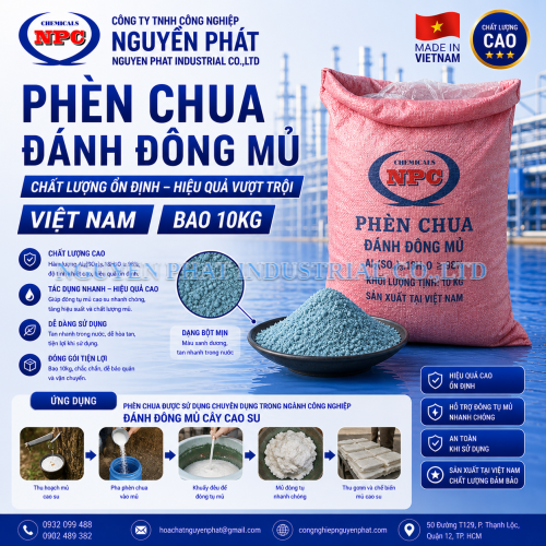 Phèn chua | hóa chất đánh đông cao su | KAl(SO₄)₂·12H₂O