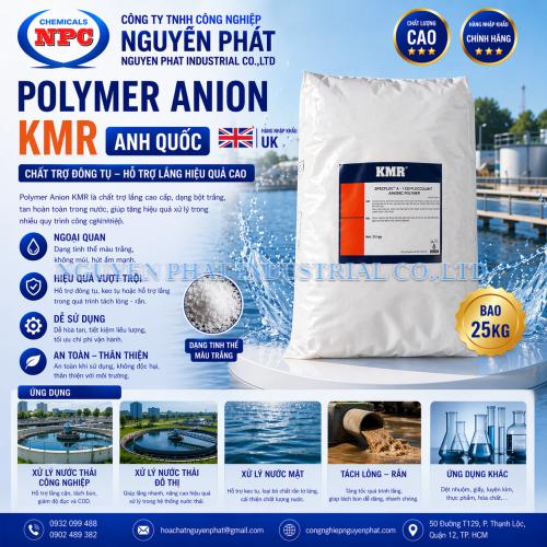 Hóa Chất Xử Lý Nước Thải Polymer Anionic/ Cationic