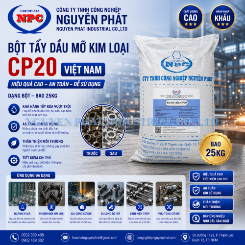 Tẩy dầu CP20| Bột tẩy dầu mỡ CP20 | Metal Cleaning Powder CP20 